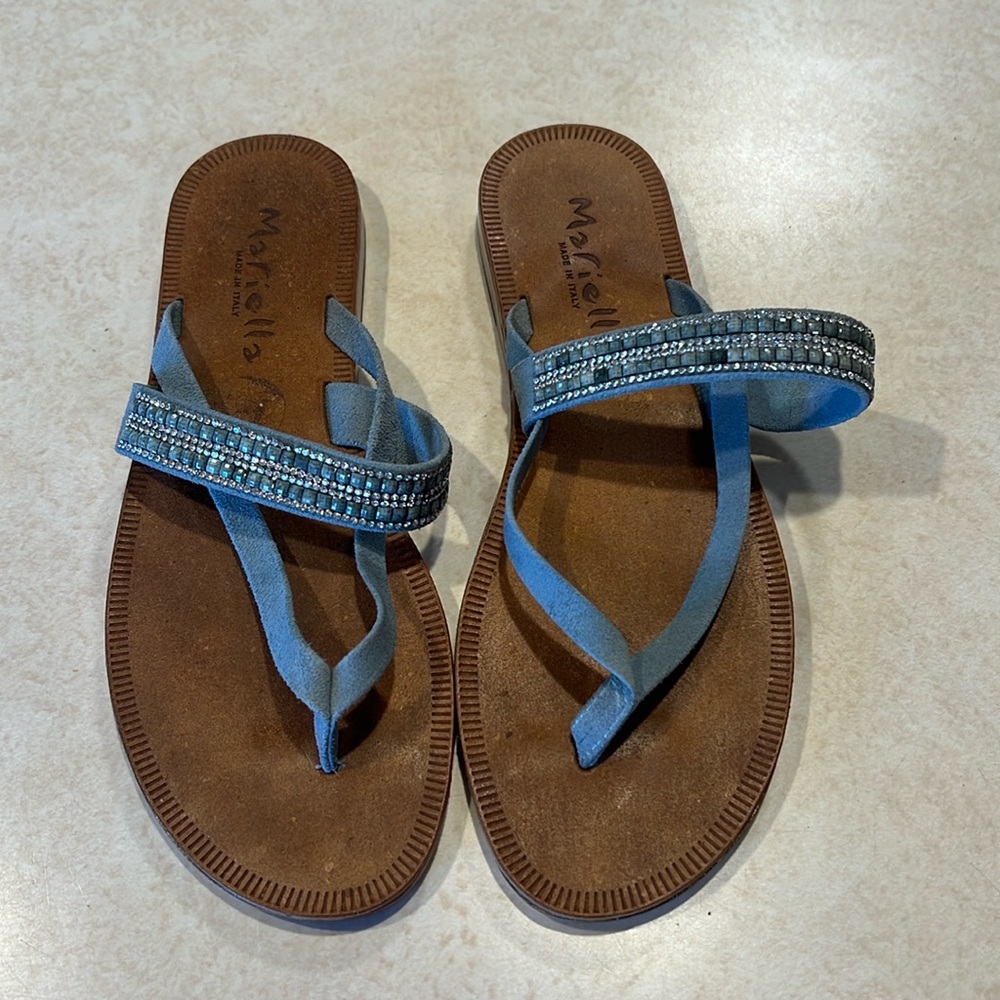 MARIELLA suede thong sandal with crystal accents - 7.5